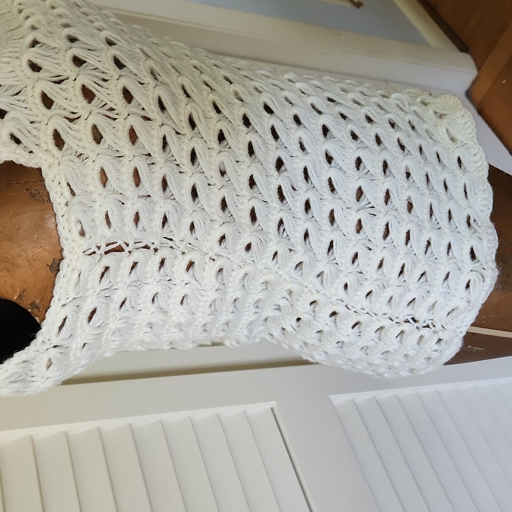 Handmade Crochet Knit Tank Cream Colored Yarn - Picture 4 of 7